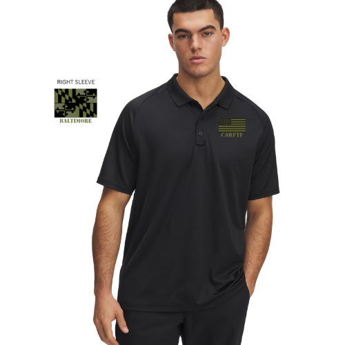 CARFTF UA Tac Performance Polo Short Sleeve OD and Black