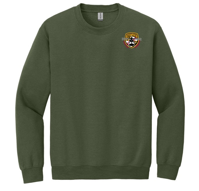 Aviation LEFT CHEST Screen print Gildan Crewneck Sweatshirt Blank Back