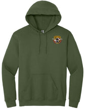 Load image into Gallery viewer, Aviation LEFT CHEST Screen print Gildan Hoody Sweatshirt blank back

