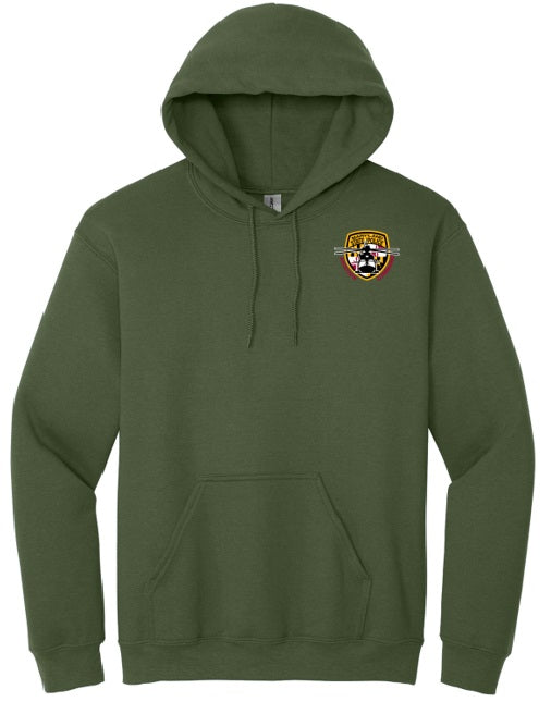 Aviation LEFT CHEST Screen print Gildan Hoody Sweatshirt blank back
